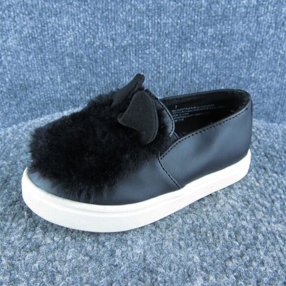 Cat & Jack Girls Slip-On Size T 7 Medium Shoes Black Synthetic Slip On‎ - Picture 1 of 7